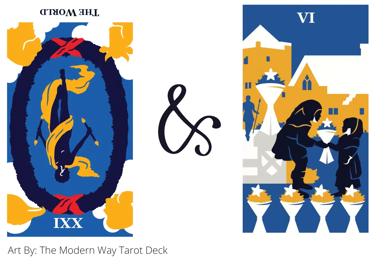 the world reversed and six of cups tarot cards together