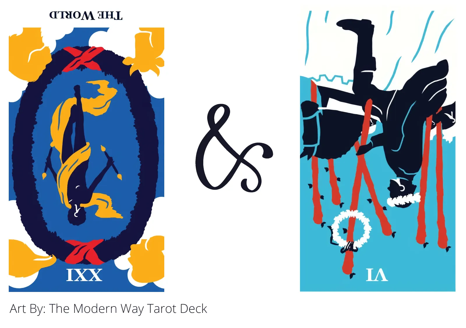 the world reversed and six of wands reversed tarot cards together