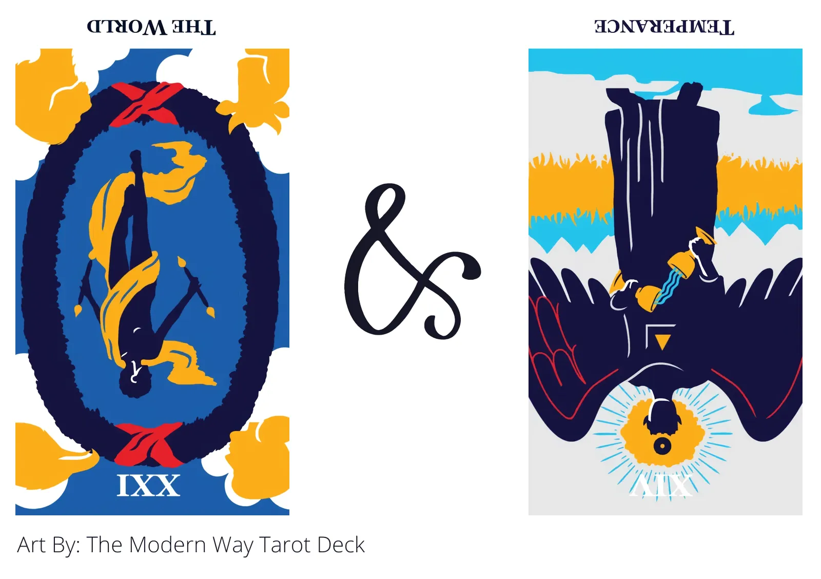 the world reversed and temperance reversed tarot cards together