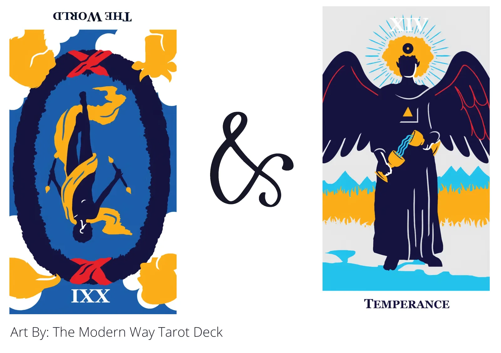 the world reversed and temperance tarot cards together