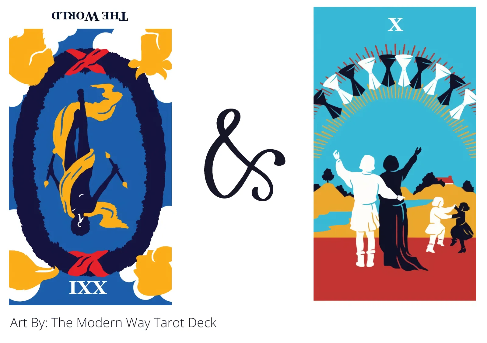 the world reversed and ten of cups tarot cards together