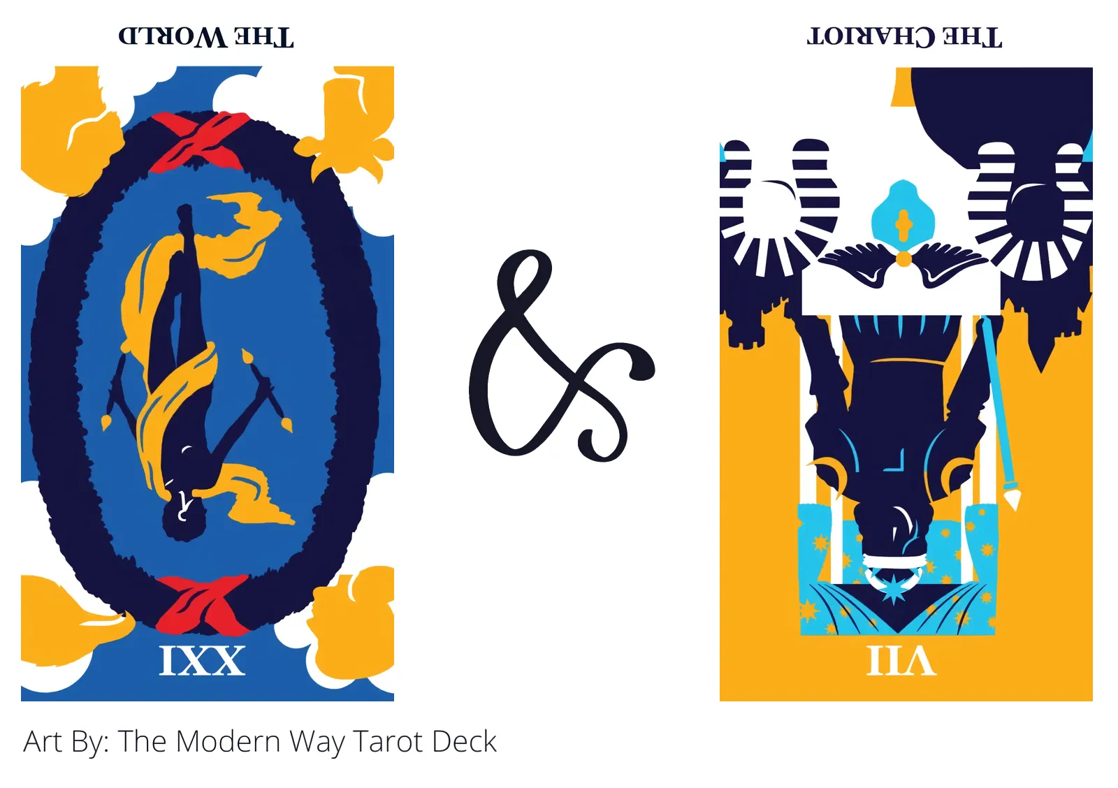 the world reversed and the chariot reversed tarot cards together