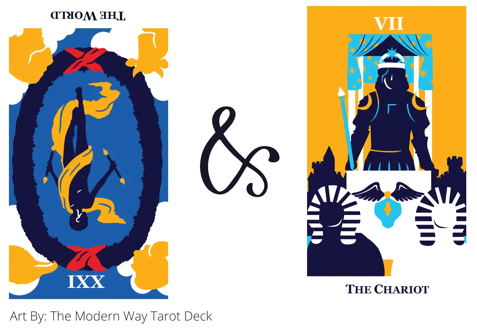 the world reversed and the chariot tarot cards together