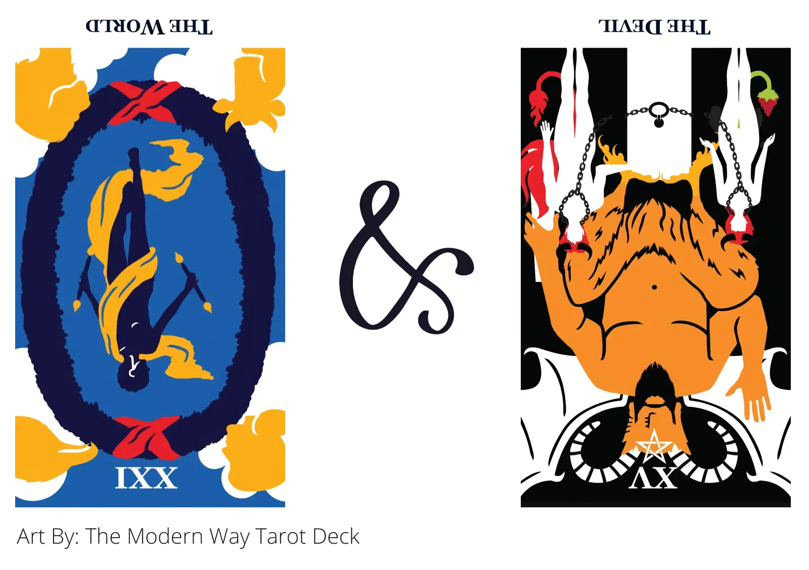 the world reversed and the devil reversed tarot cards together