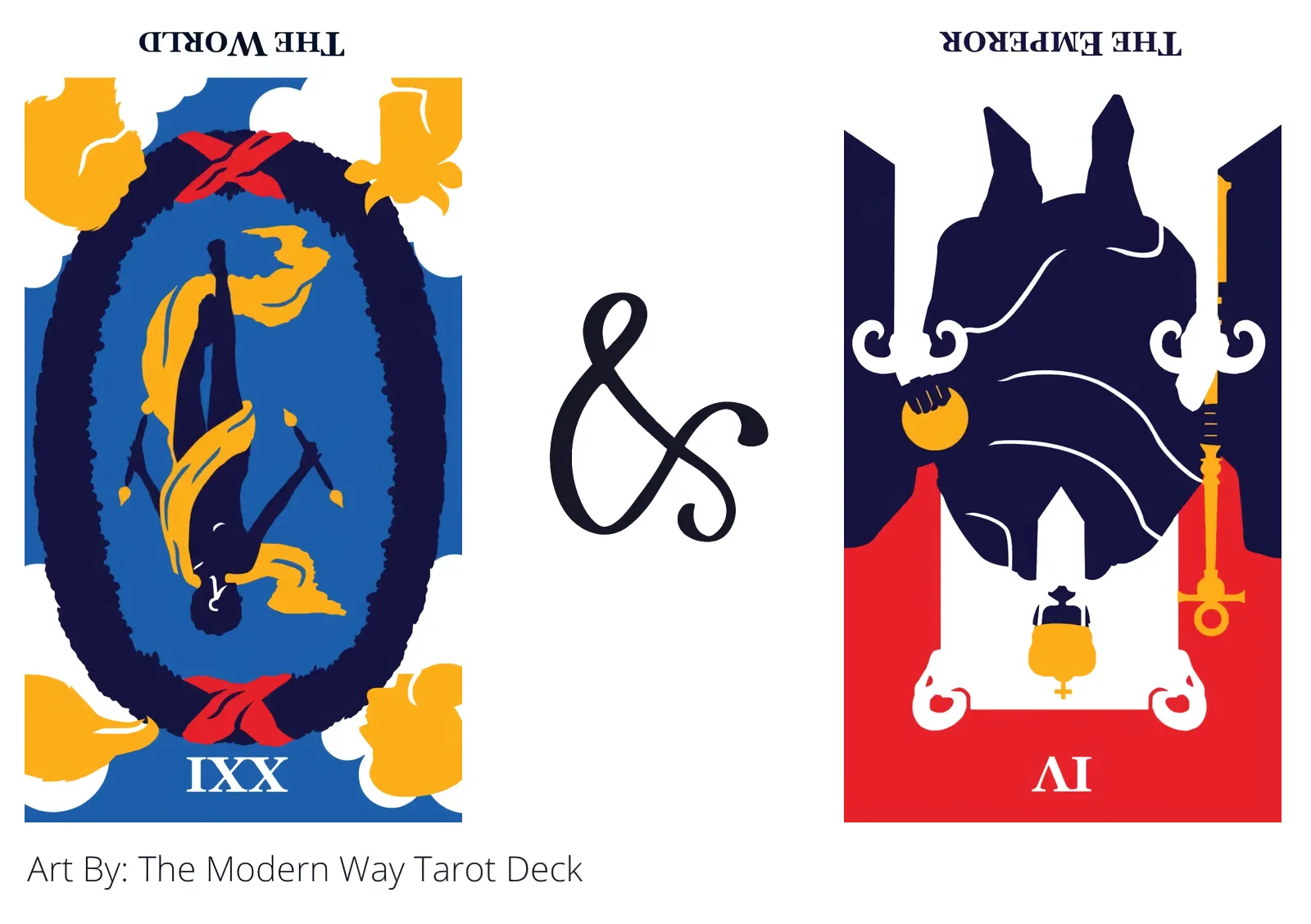 the world reversed and the emperor reversed tarot cards together