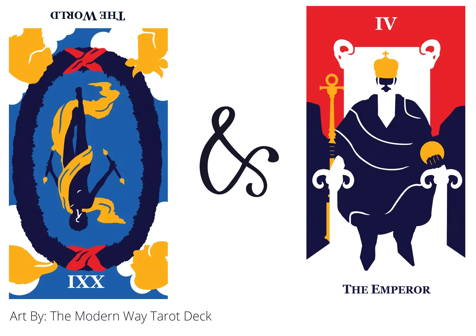 the world reversed and the emperor tarot cards together