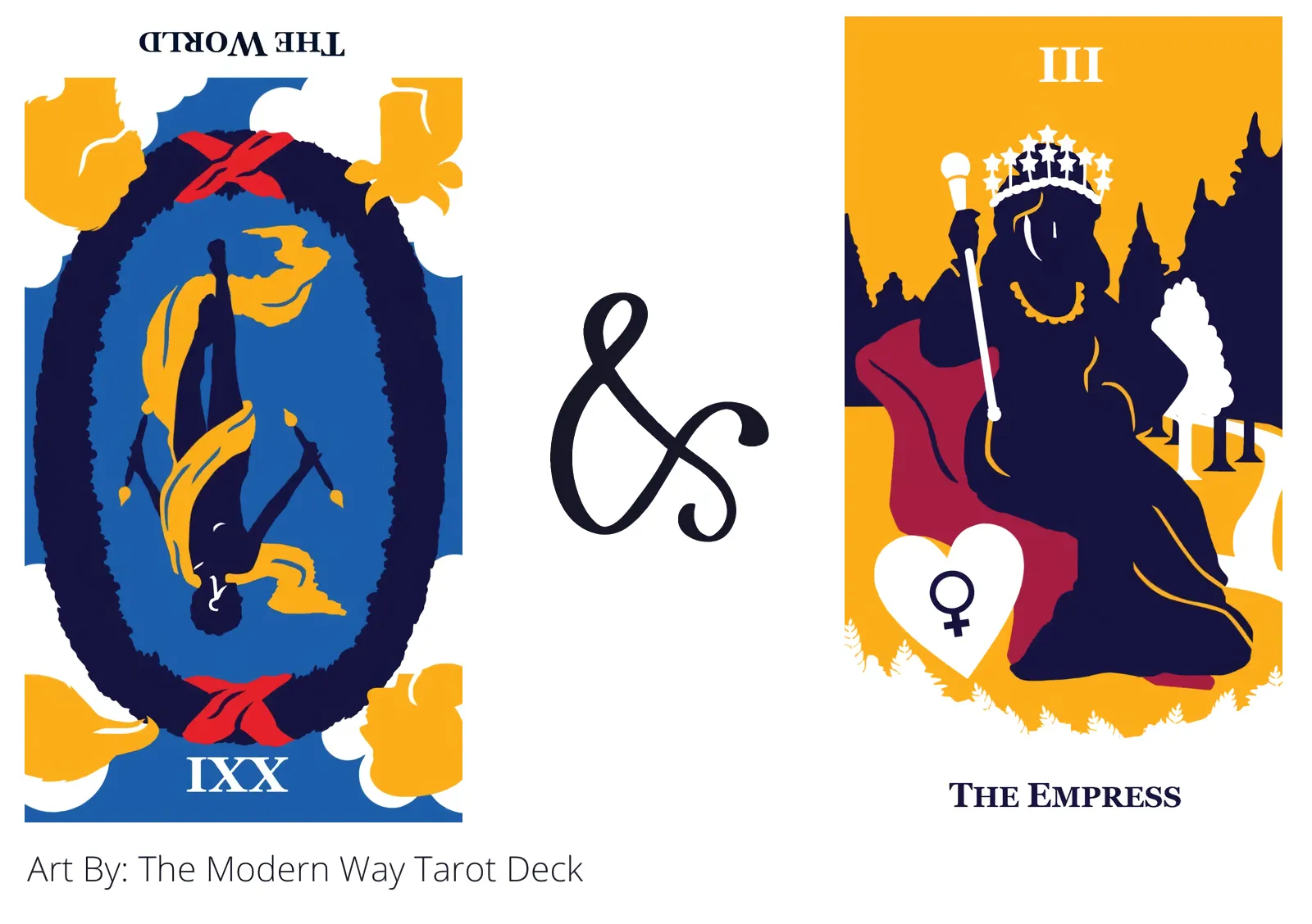 the world reversed and the empress tarot cards together