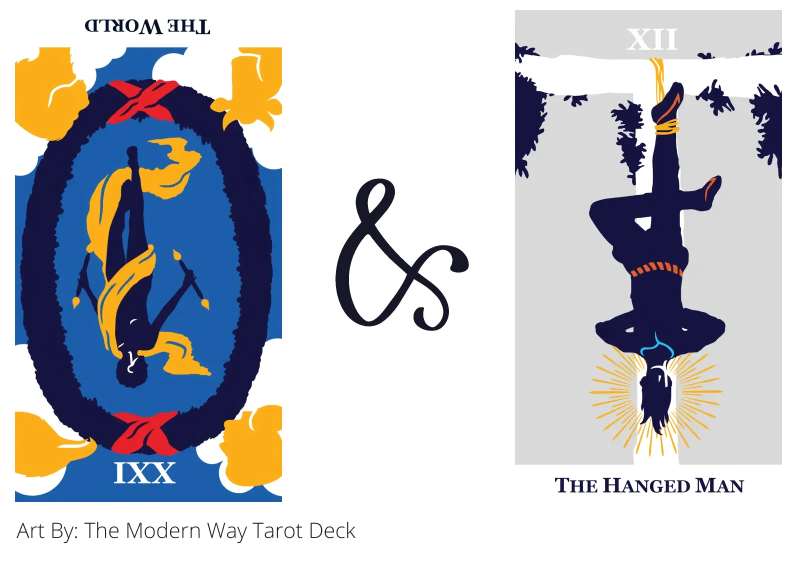 the world reversed and the hanged man tarot cards together