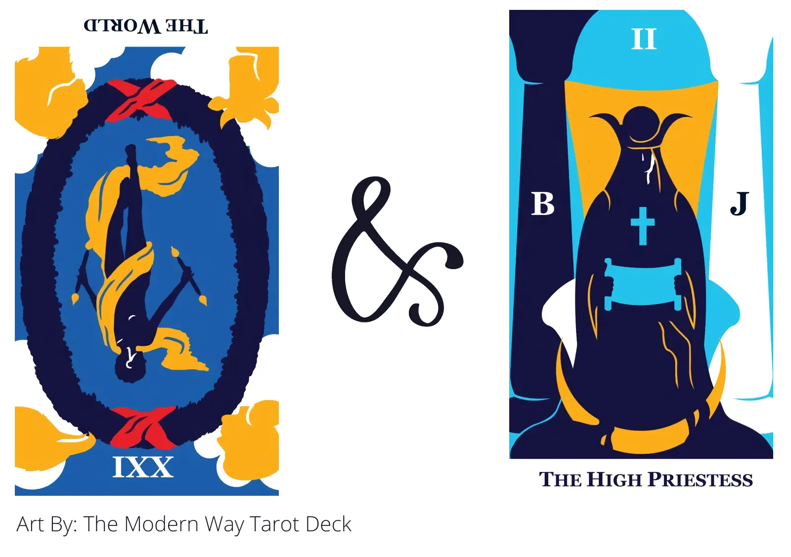 the world reversed and the high priestess tarot cards together