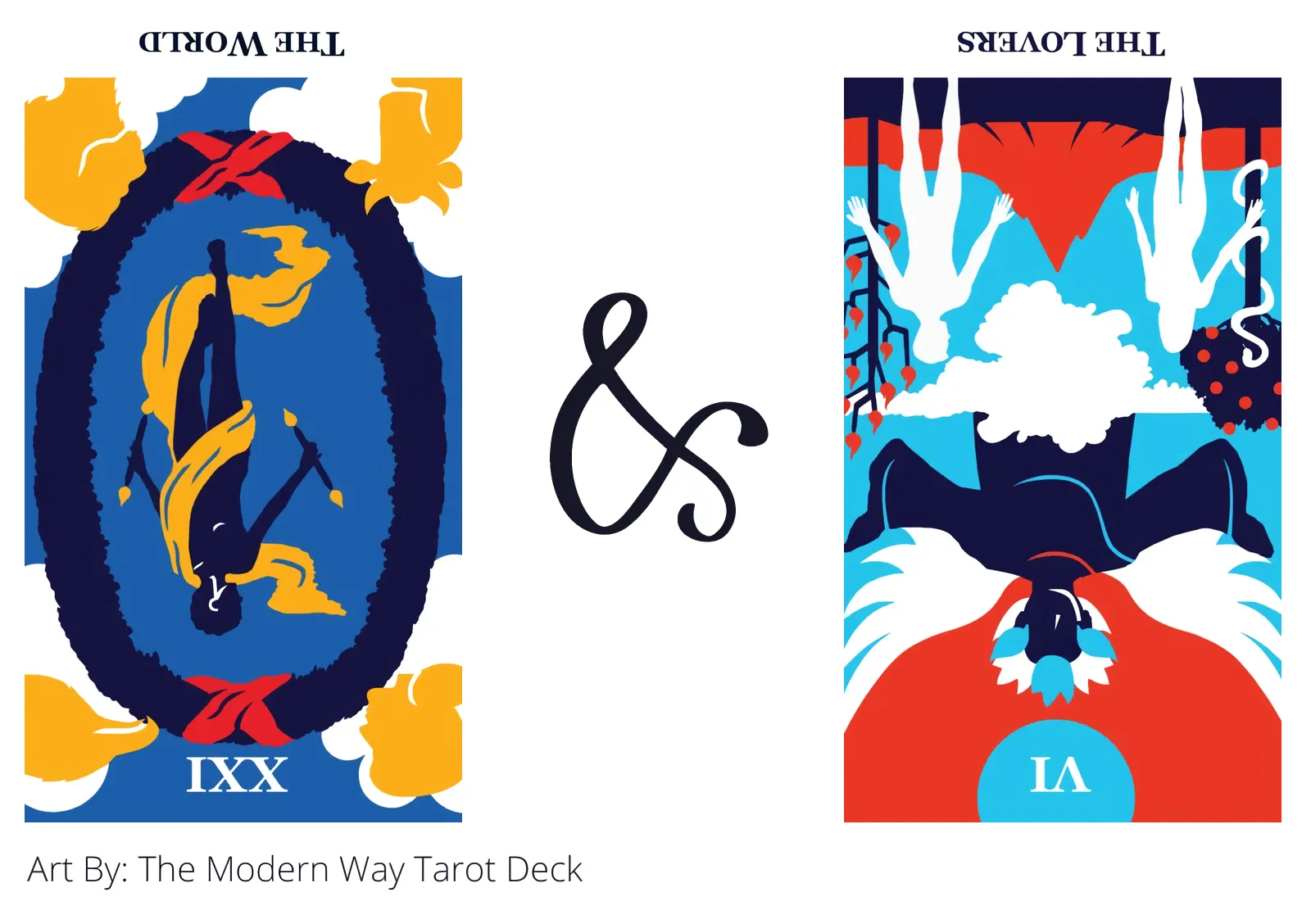 the world reversed and the lovers reversed tarot cards together
