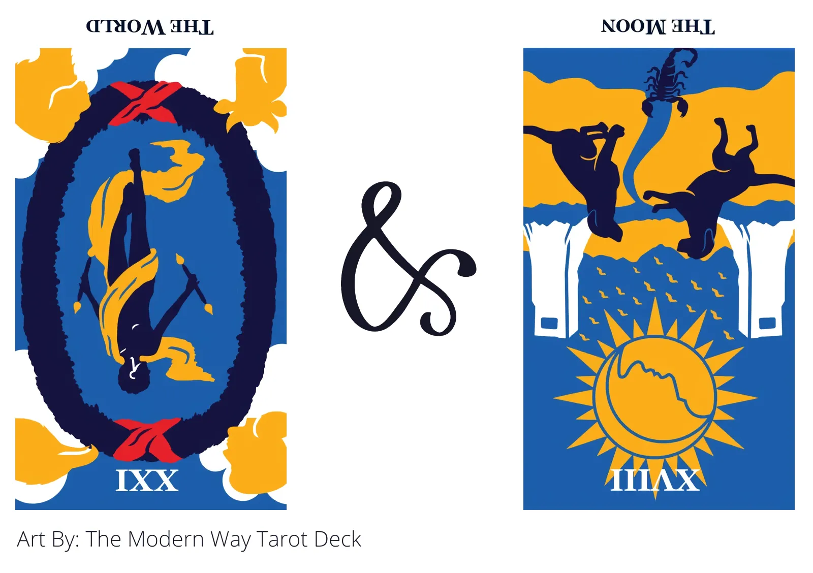 the world reversed and the moon reversed tarot cards together