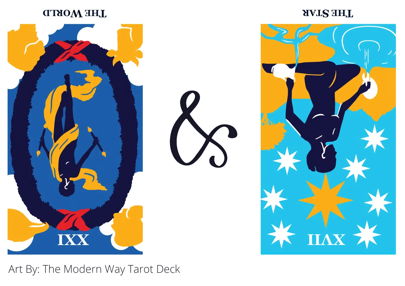 the world reversed and the star reversed tarot cards together