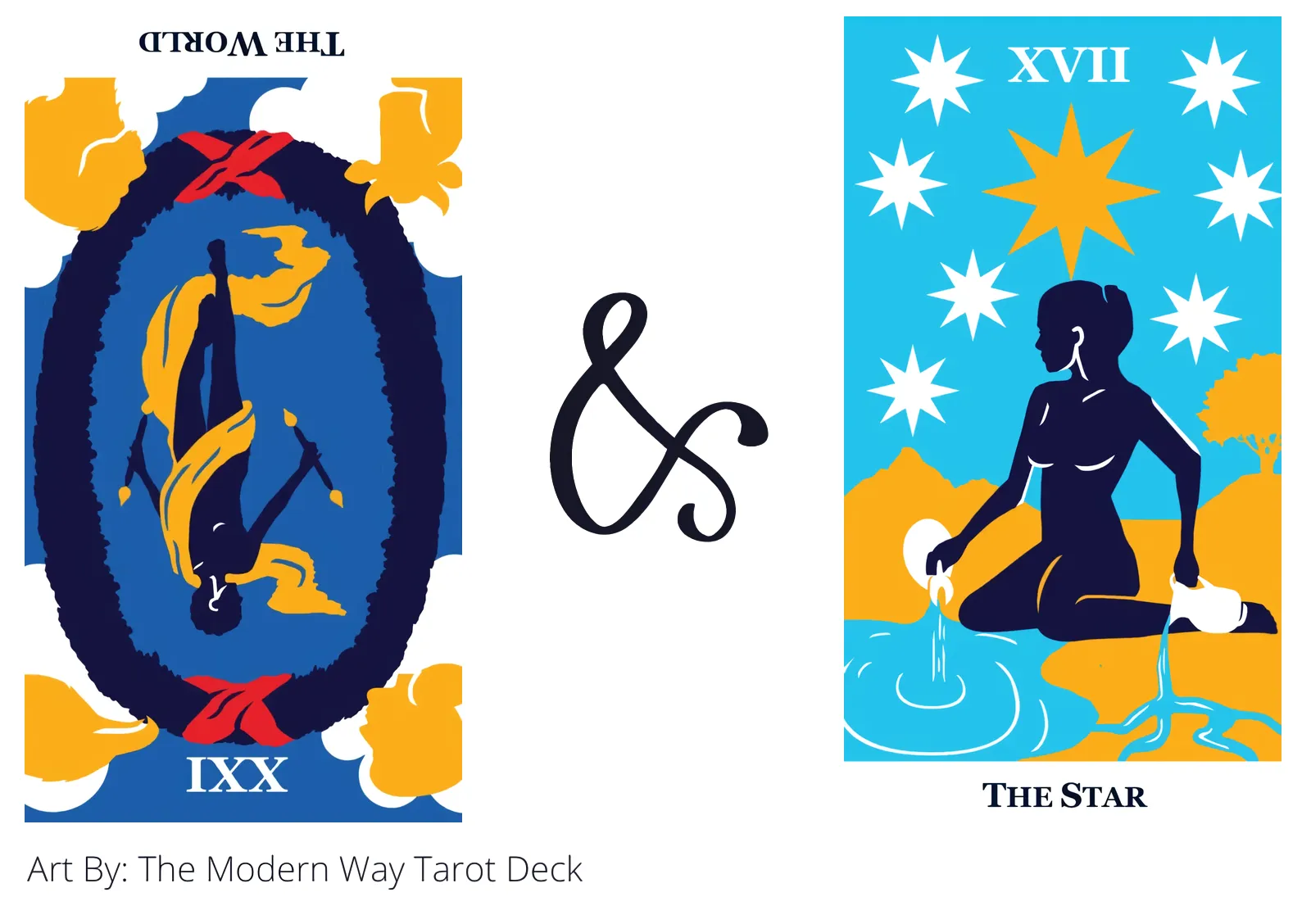 the world reversed and the star tarot cards together