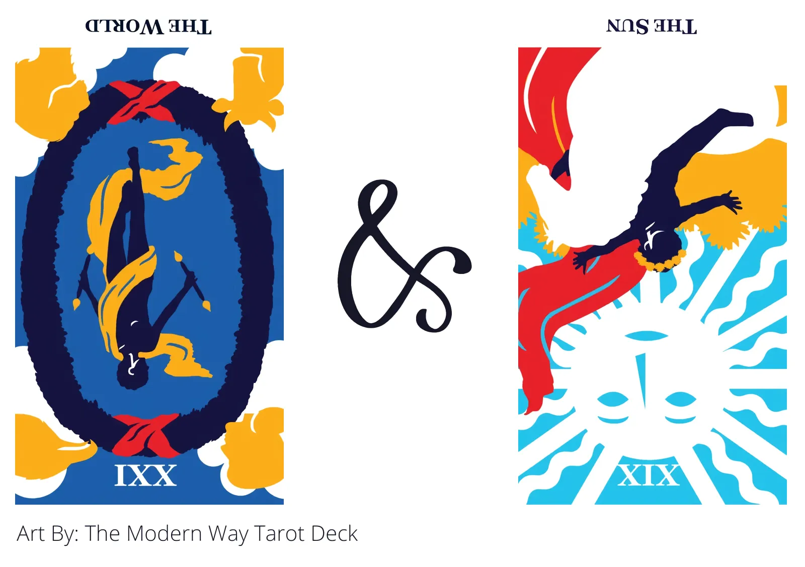 the world reversed and the sun reversed tarot cards together