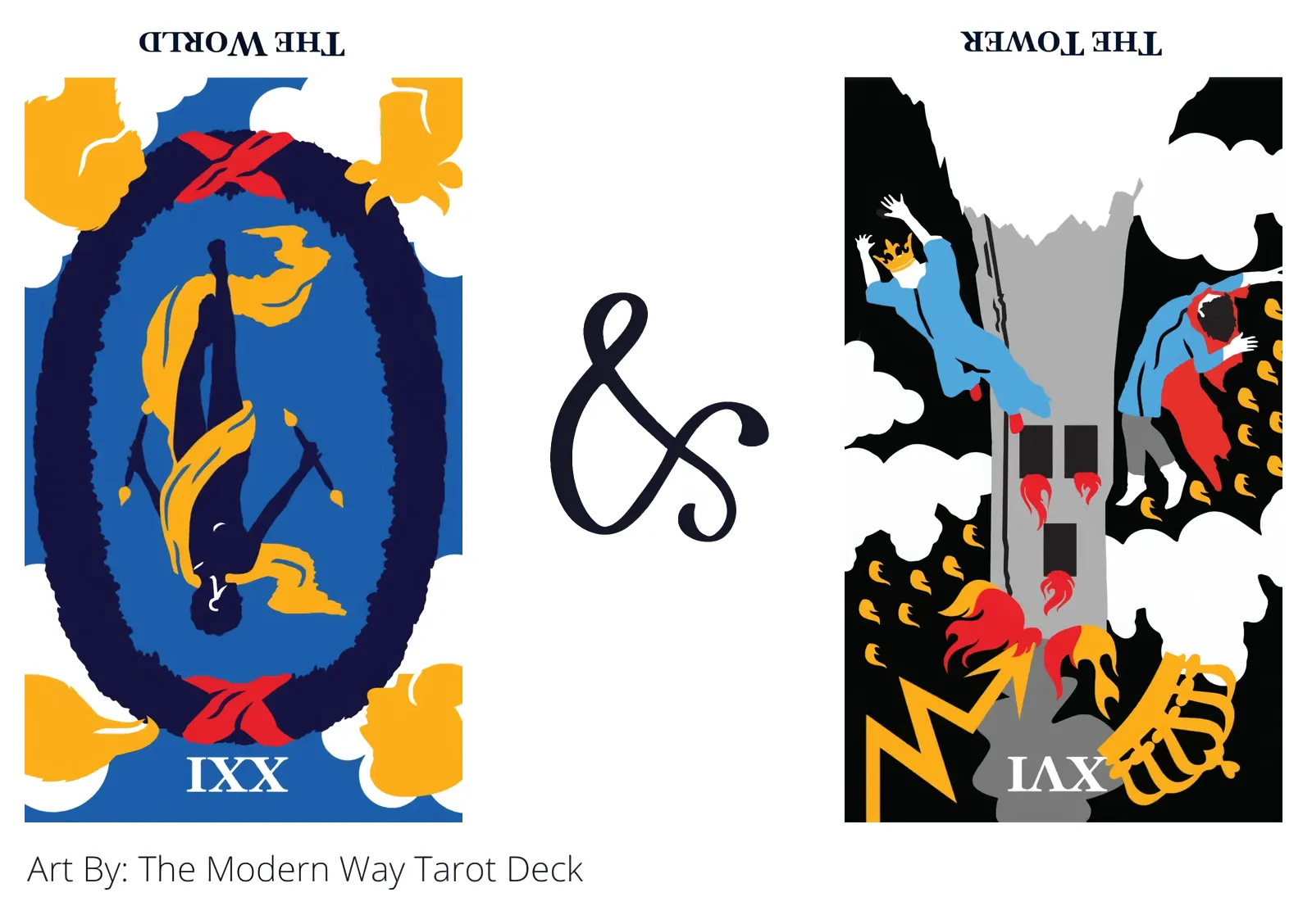 the world reversed and the tower reversed tarot cards together