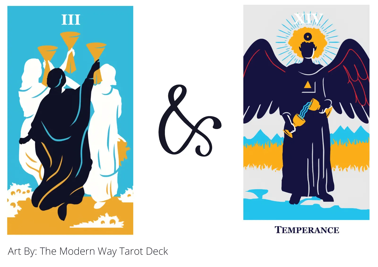three of cups and temperance tarot cards together