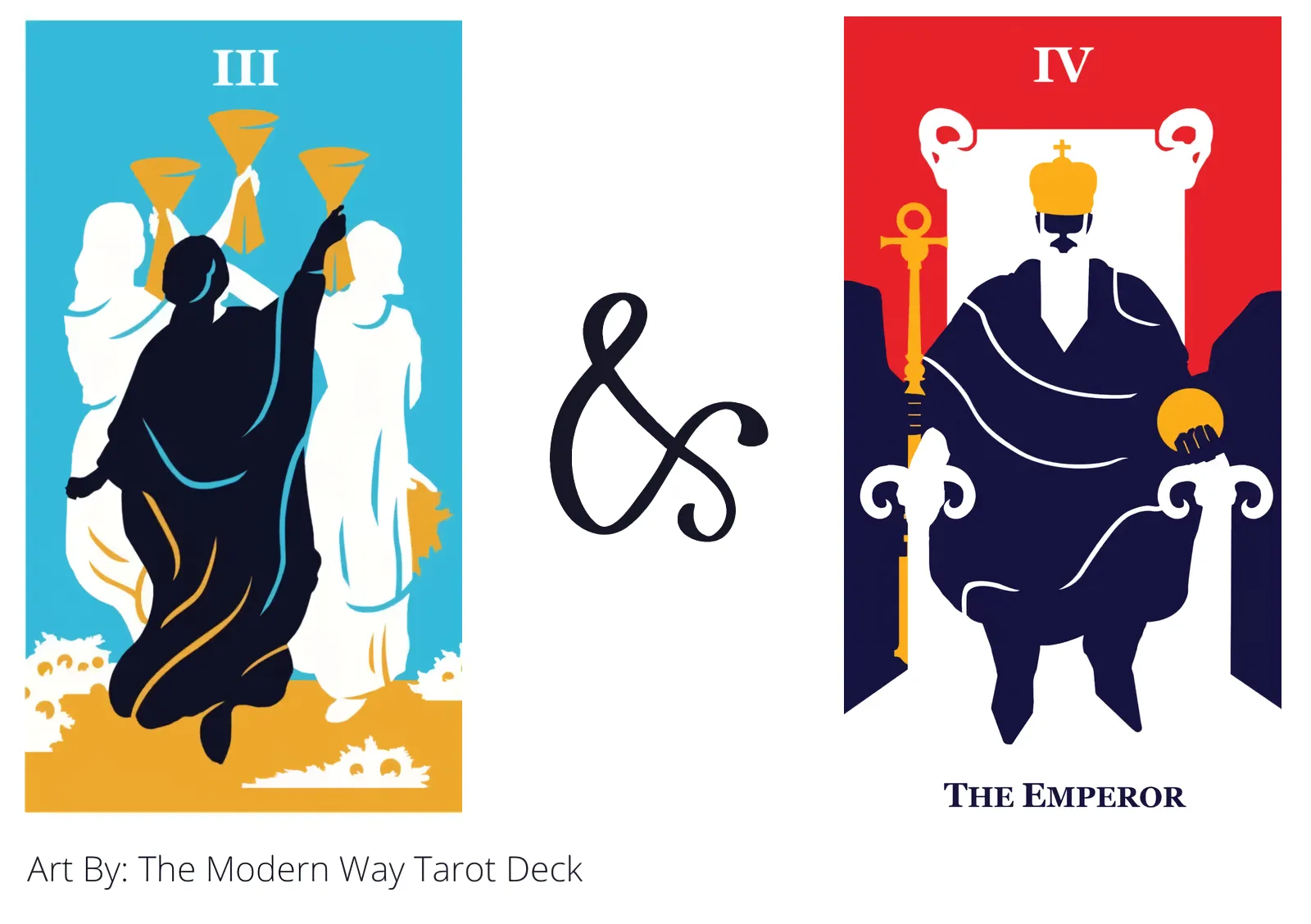 three of cups and the emperor tarot cards together