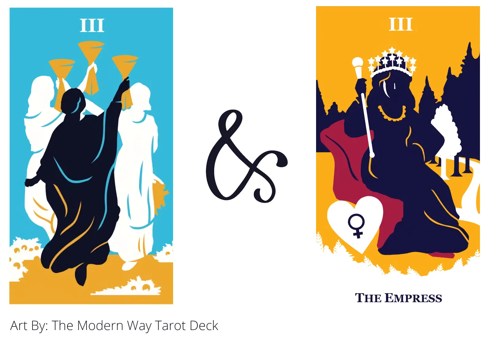 three of cups and the empress tarot cards together