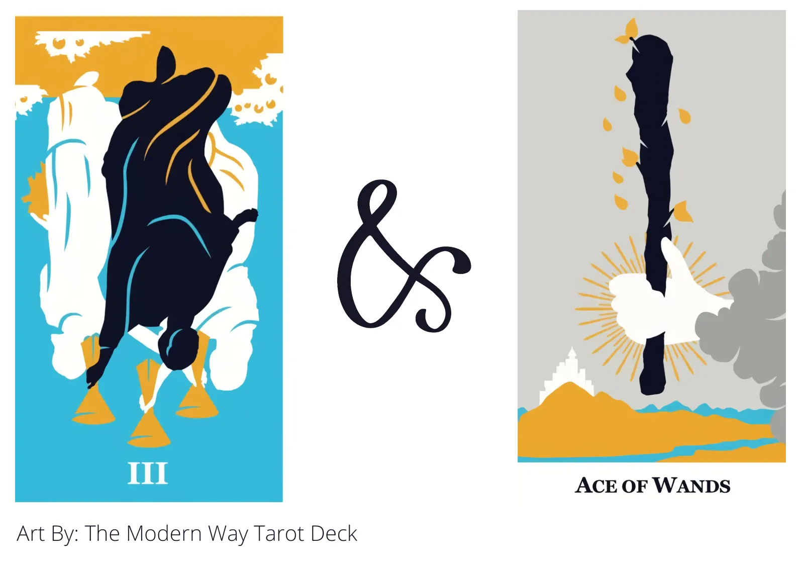 three of cups reversed and ace of wands tarot cards together