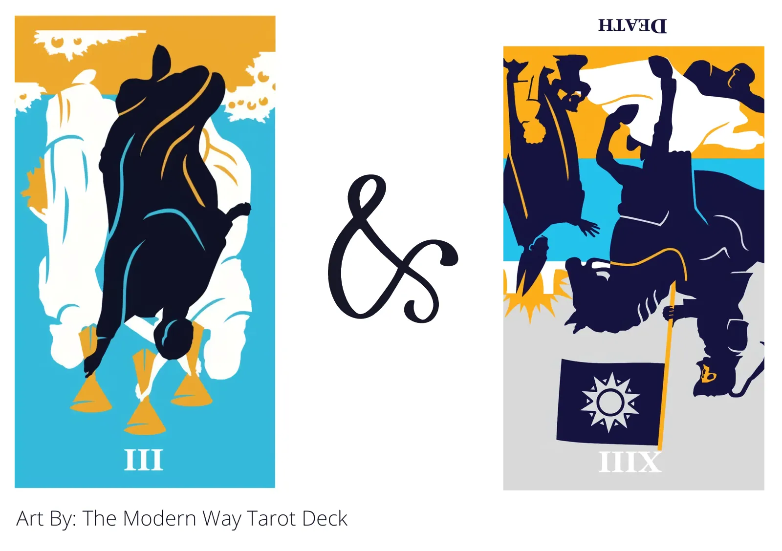 three of cups reversed and death reversed tarot cards together