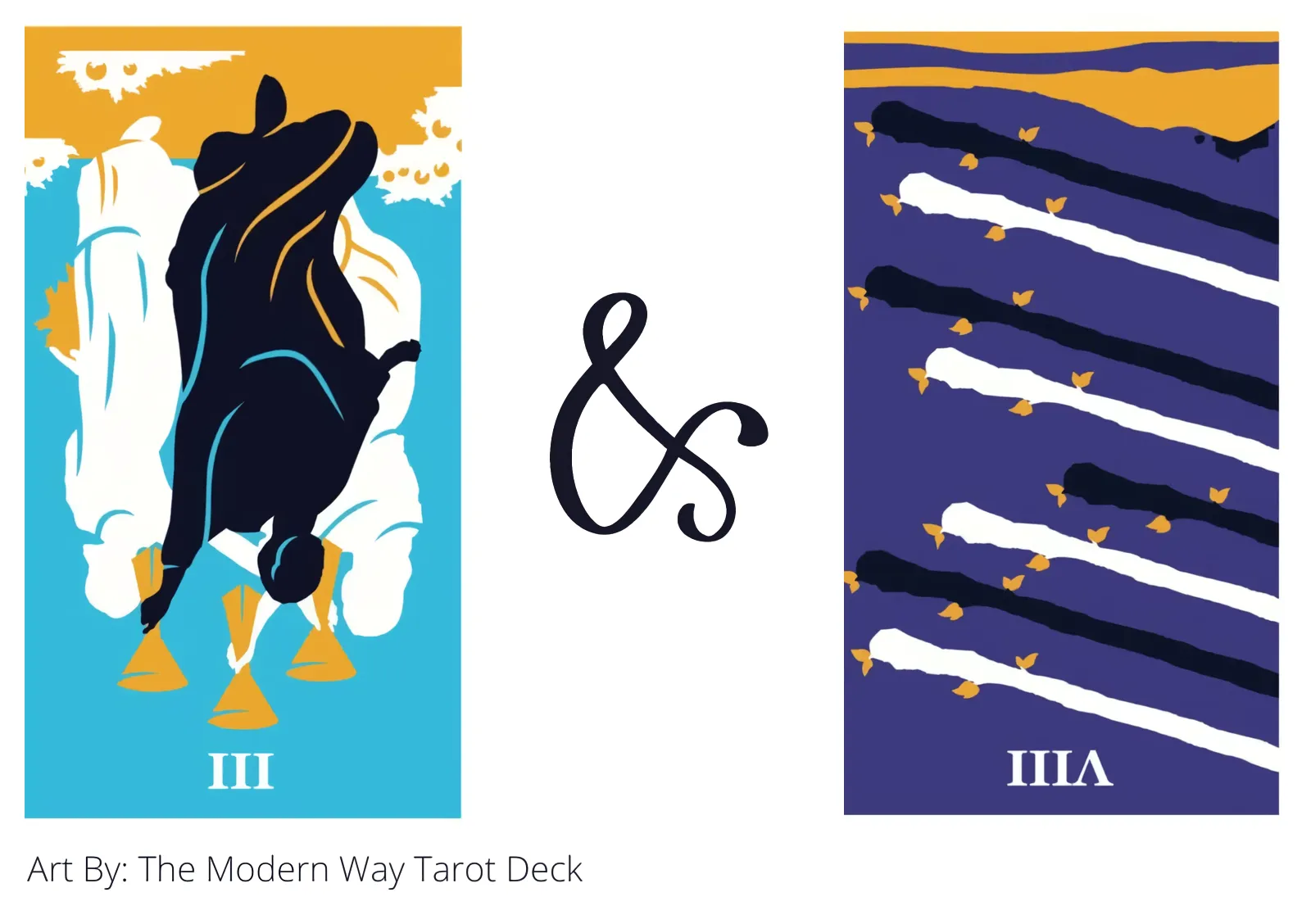 three of cups reversed and eight of wands reversed tarot cards together