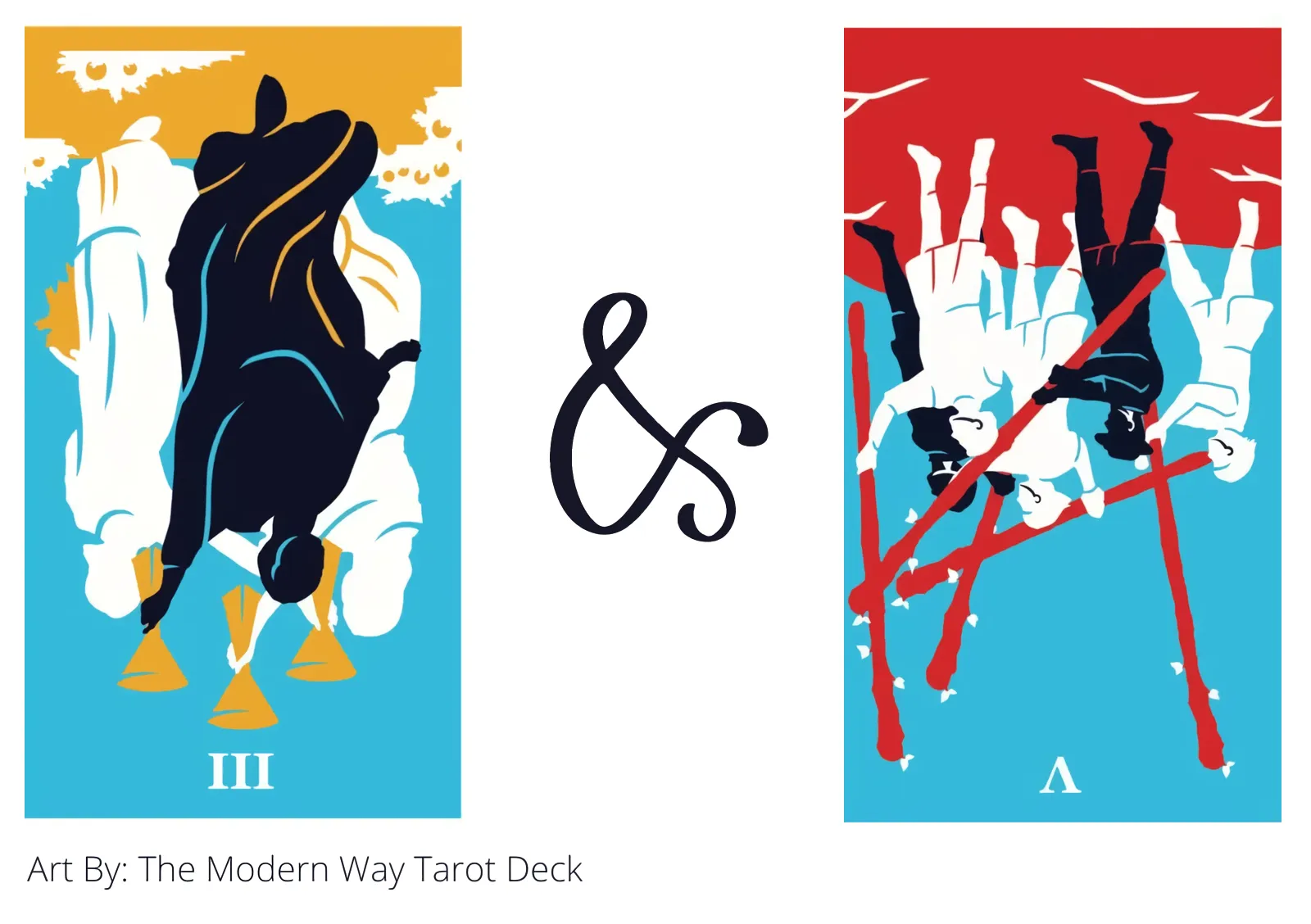 three of cups reversed and five of wands reversed tarot cards together