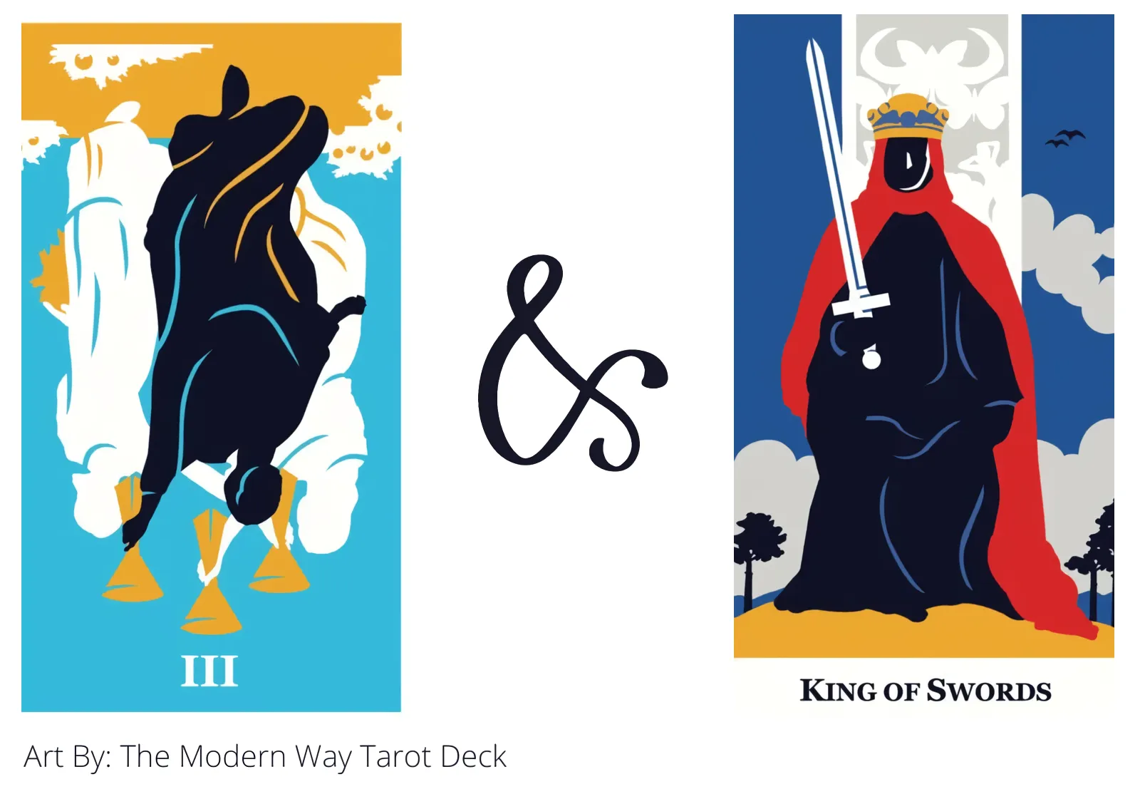 three of cups reversed and king of swords tarot cards together