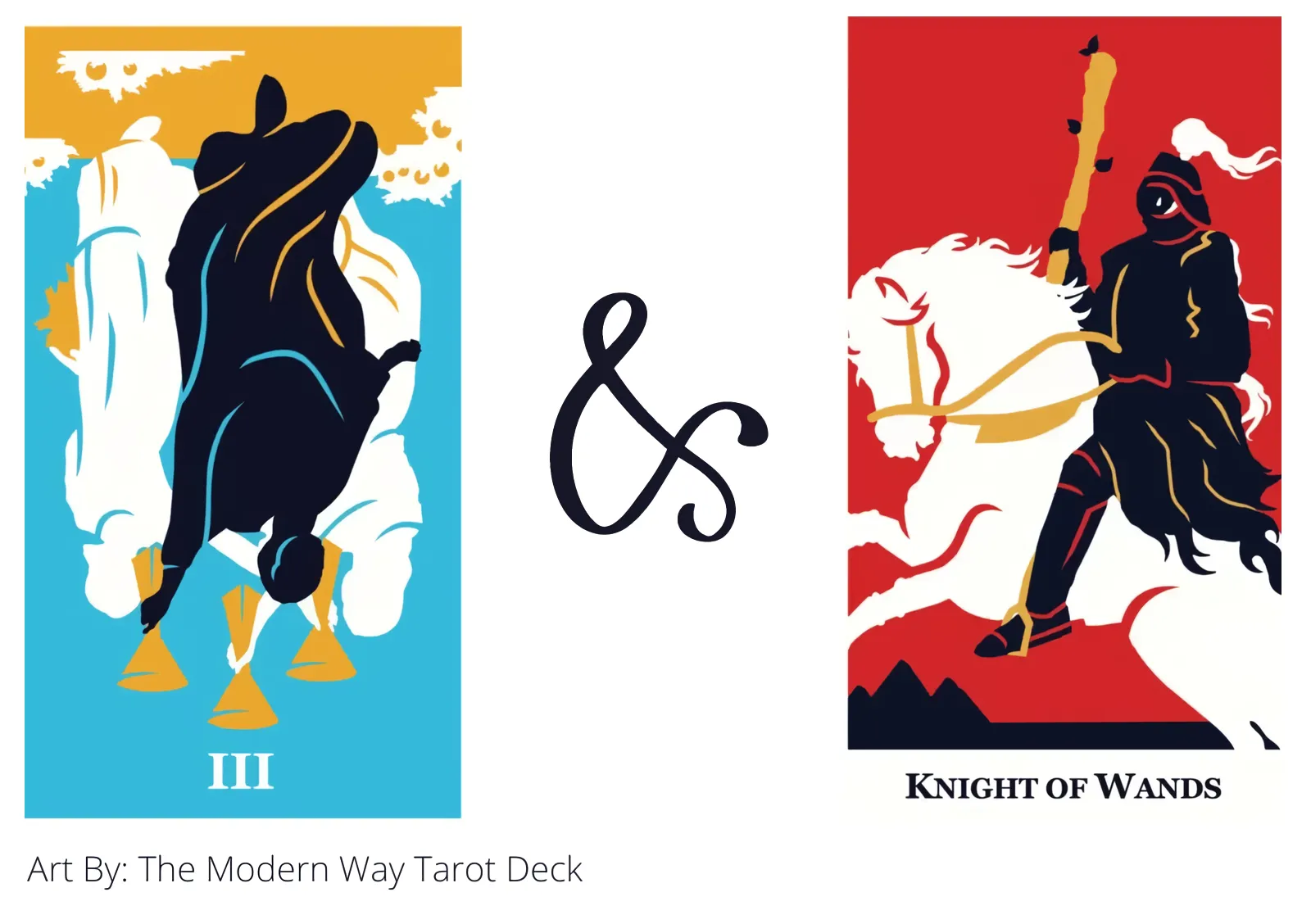 three of cups reversed and knight of wands tarot cards together