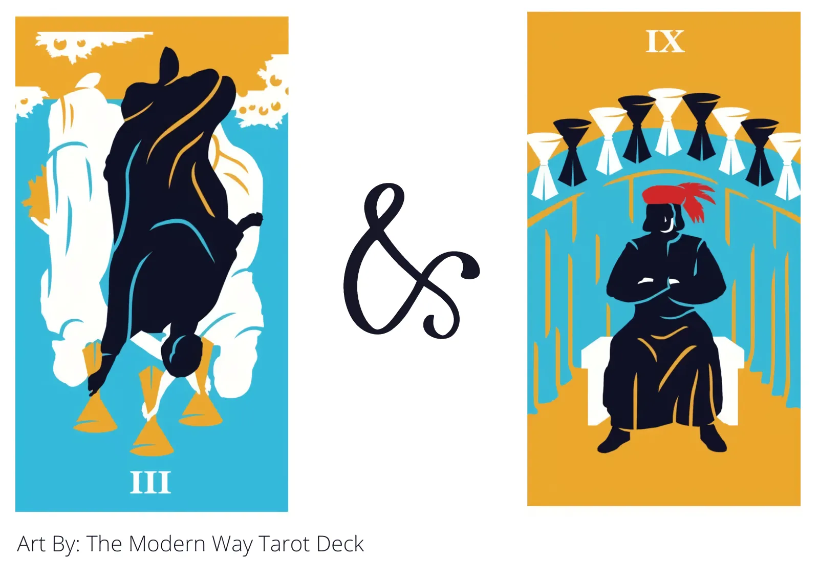 three of cups reversed and nine of cups tarot cards together