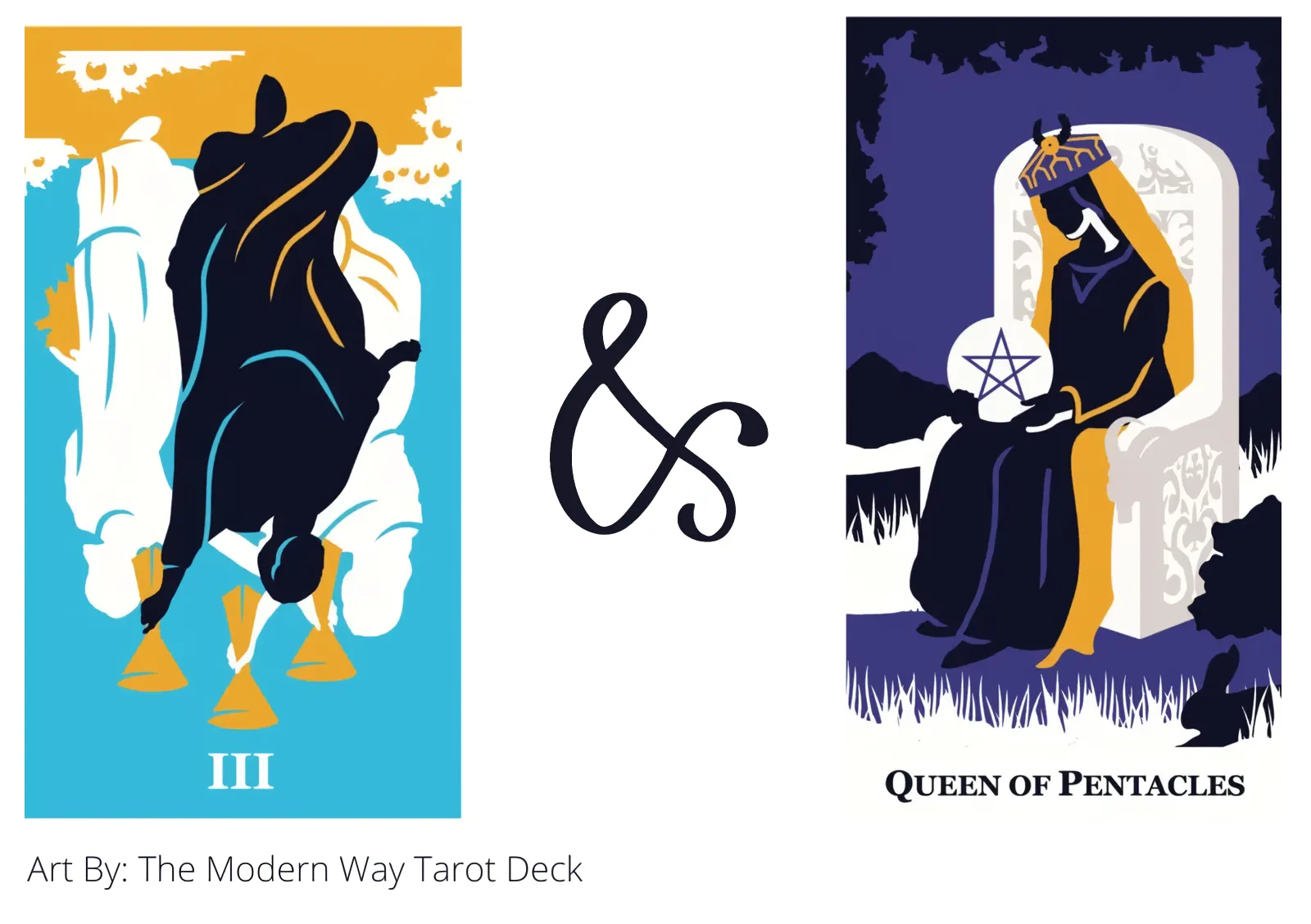 three of cups reversed and queen of pentacles tarot cards together