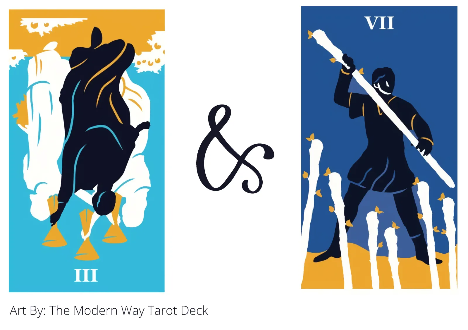 three of cups reversed and seven of wands tarot cards together