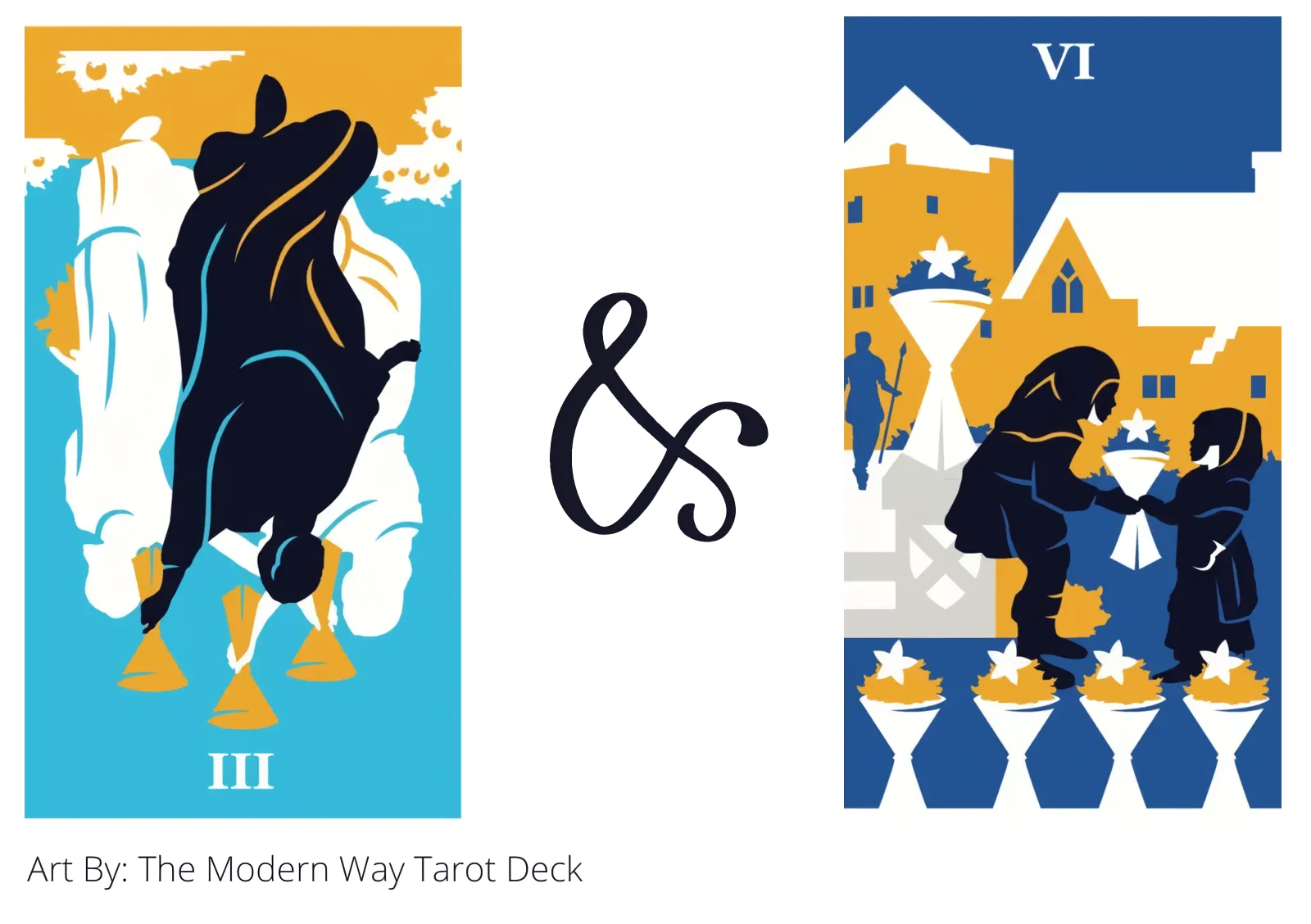 three of cups reversed and six of cups tarot cards together