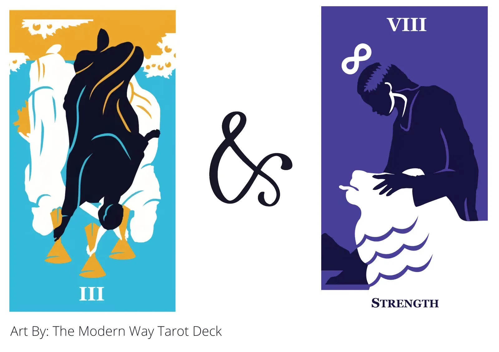 three of cups reversed and strength tarot cards together