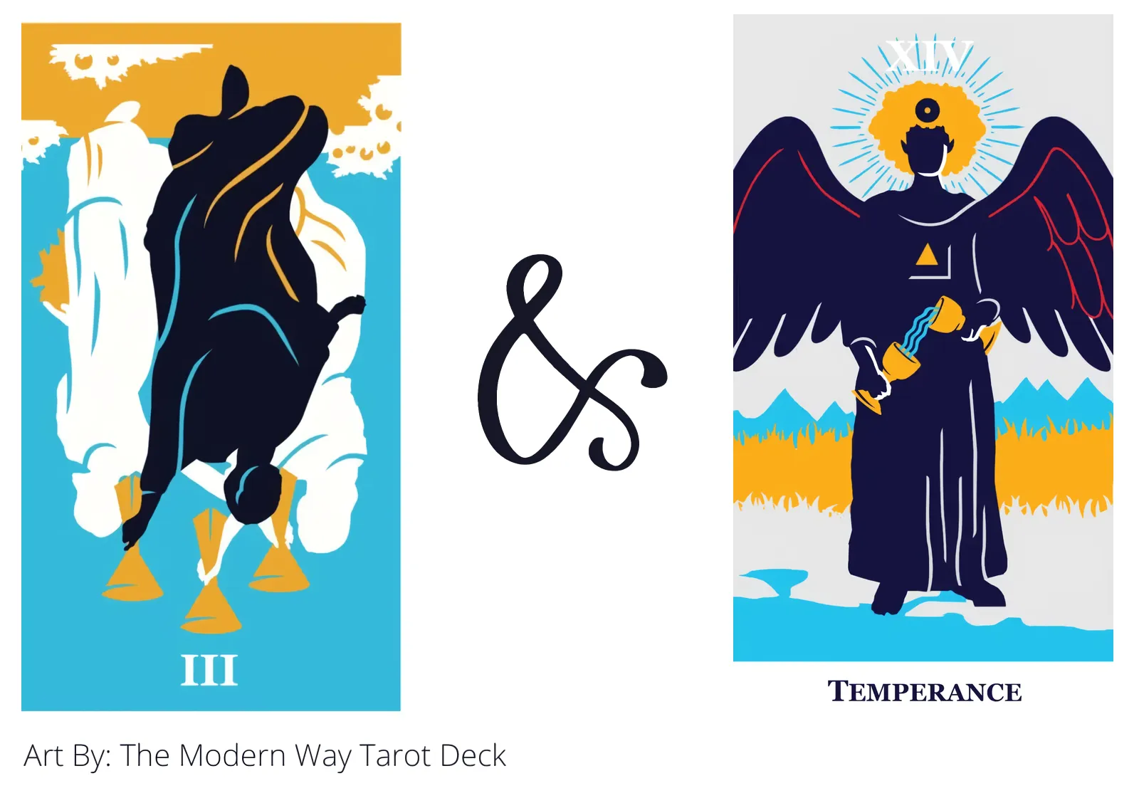 three of cups reversed and temperance tarot cards together