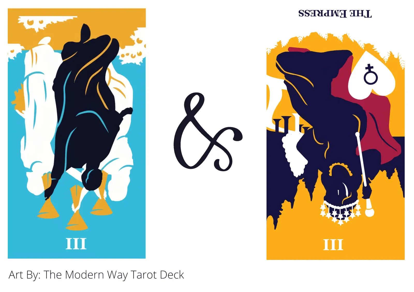 three of cups reversed and the empress reversed tarot cards together