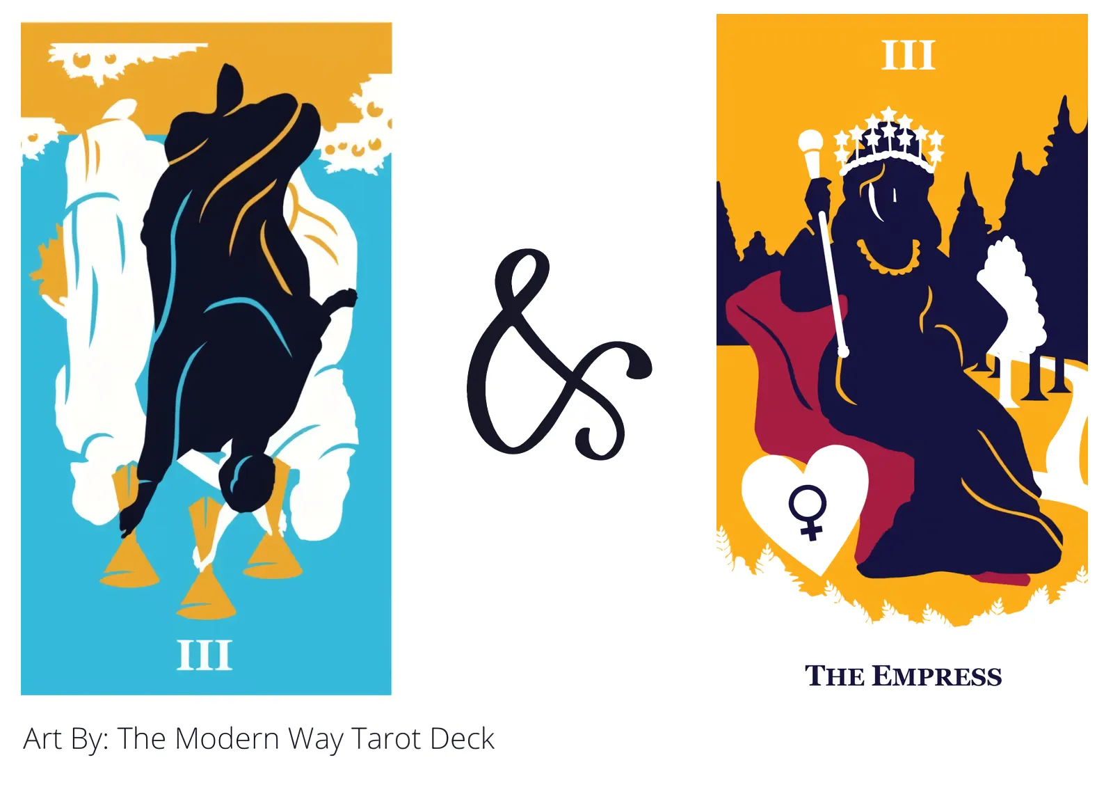 three of cups reversed and the empress tarot cards together