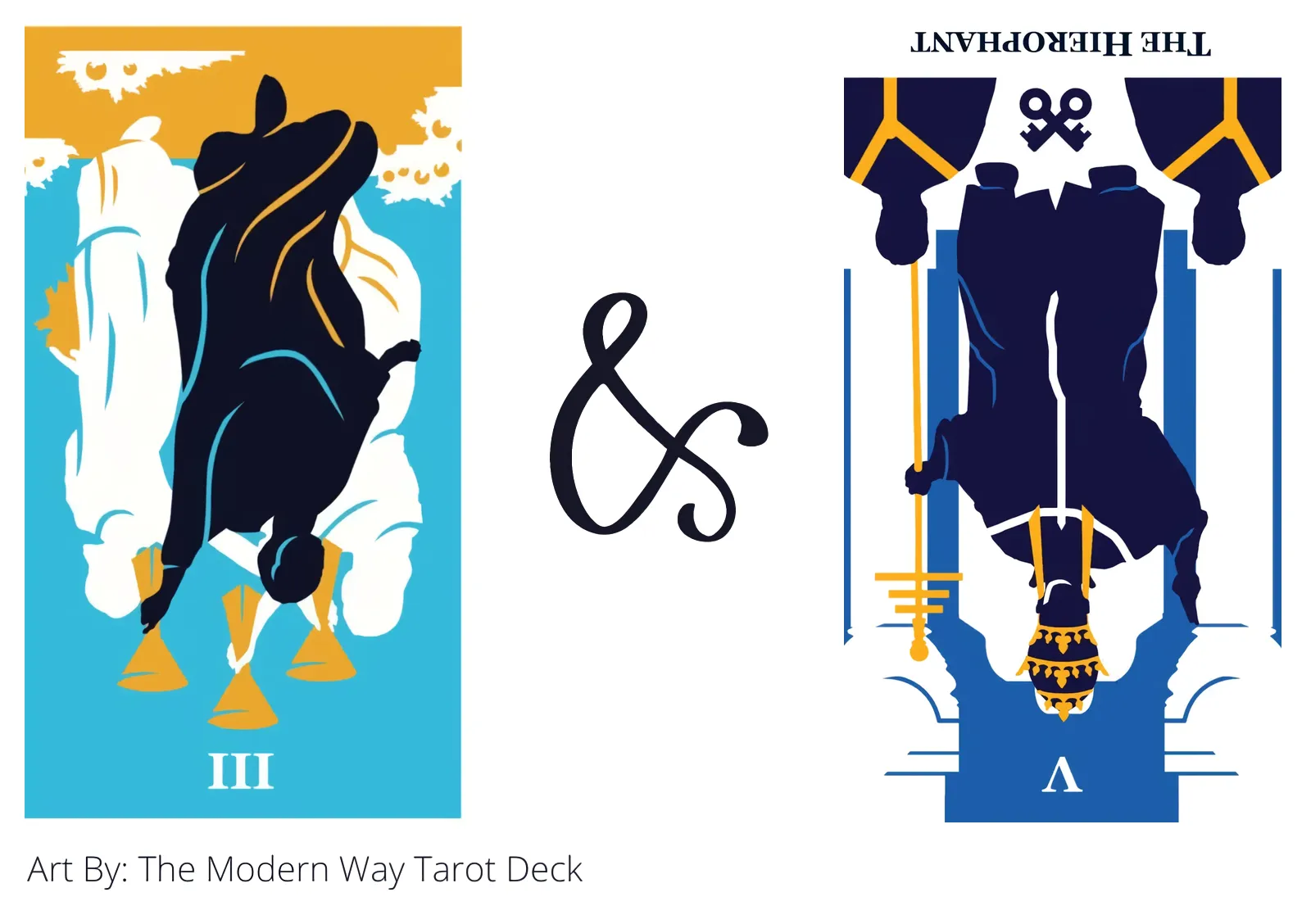 three of cups reversed and the hierophant reversed tarot cards together