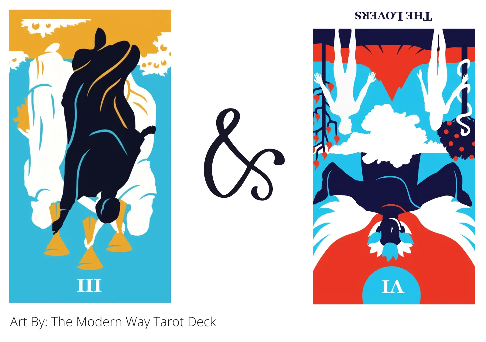 three of cups reversed and the lovers reversed tarot cards together