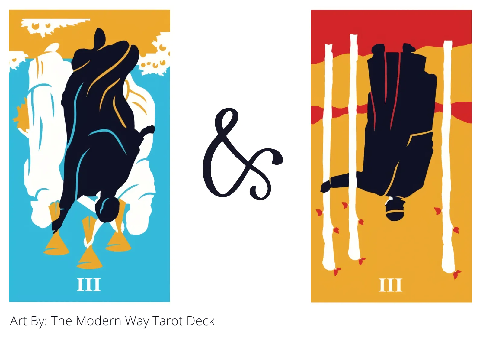 three of cups reversed and three of wands reversed tarot cards together