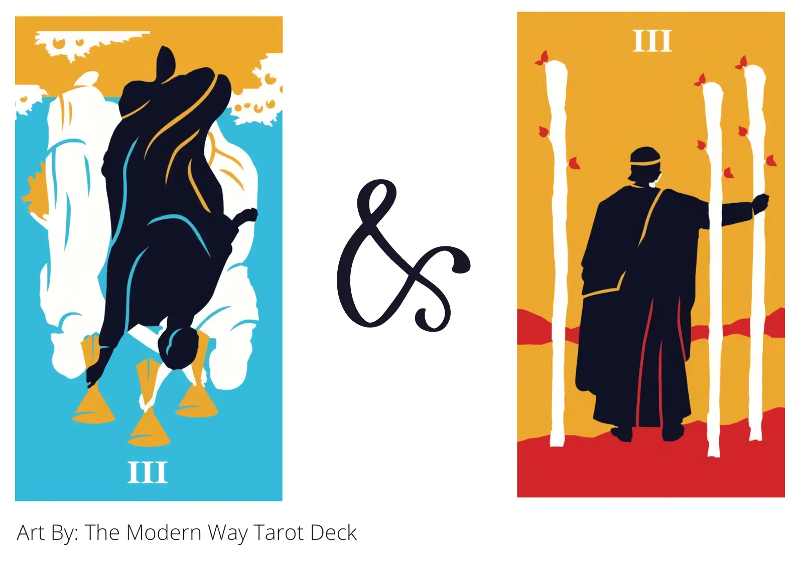 three of cups reversed and three of wands tarot cards together