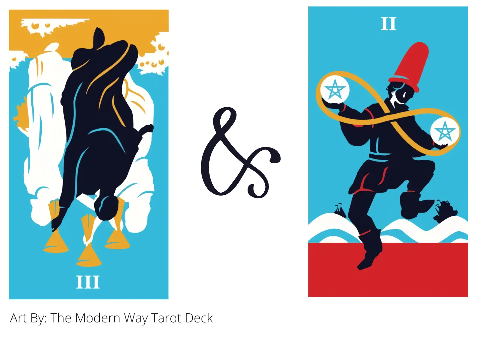 three of cups reversed and two of pentacles tarot cards together
