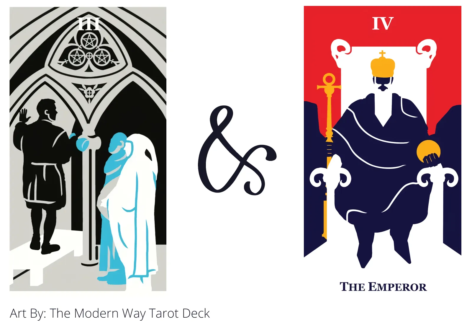 three of pentacles and the emperor tarot cards together