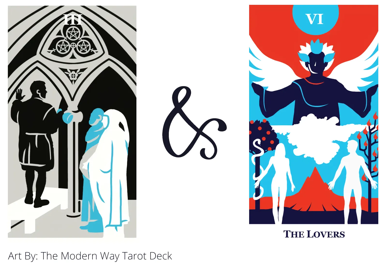 three of pentacles and the lovers tarot cards together