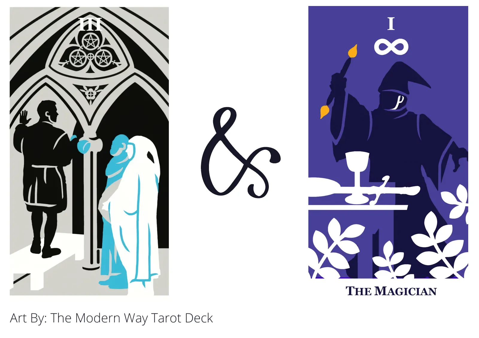 three of pentacles and the magician tarot cards together