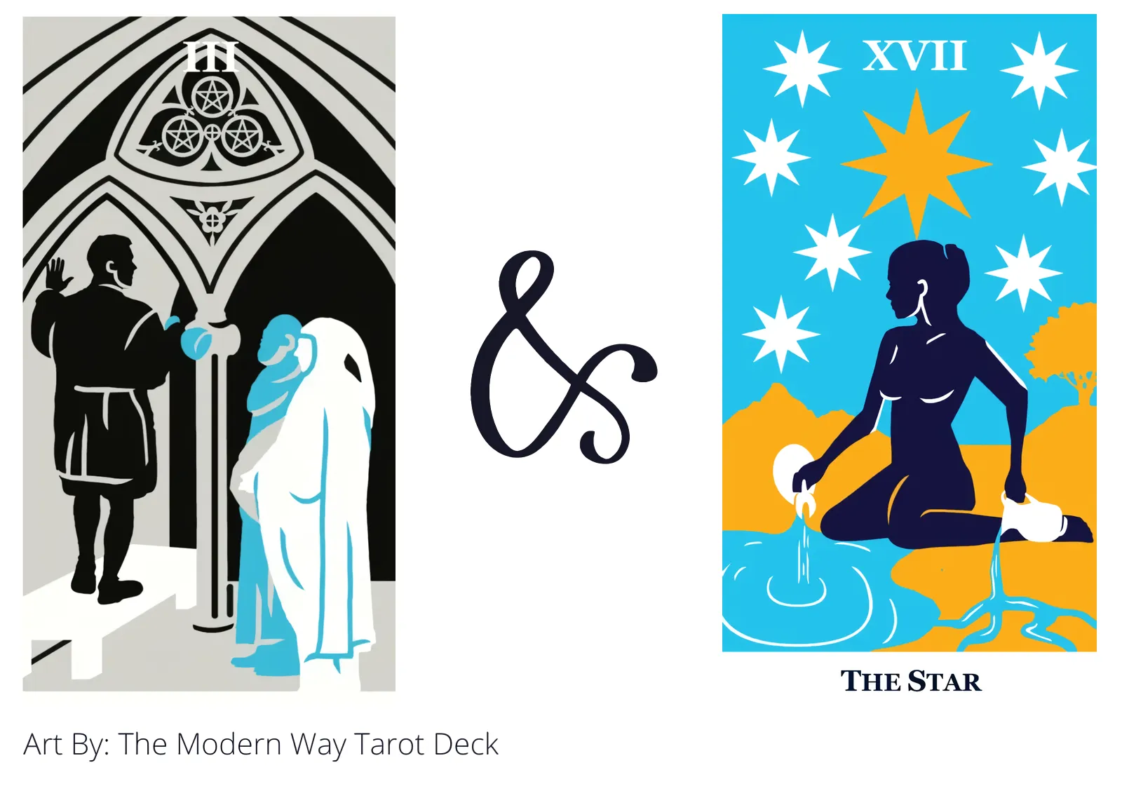 three of pentacles and the star tarot cards together