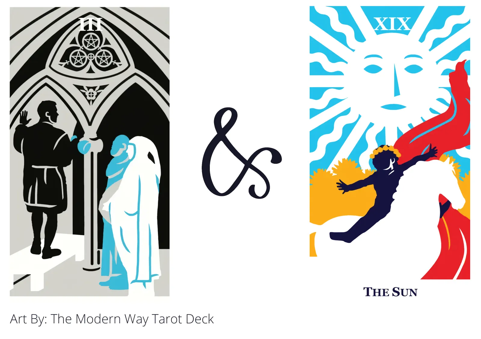 three of pentacles and the sun tarot cards together
