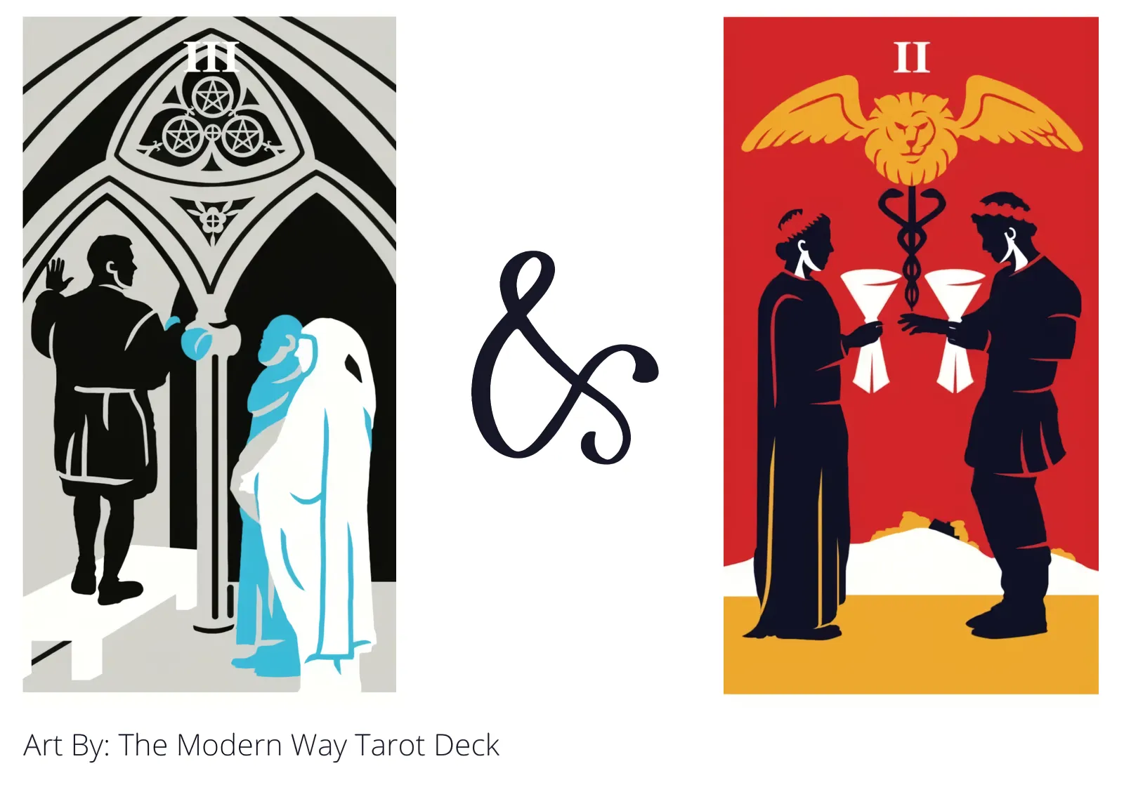 three of pentacles and two of cups tarot cards together