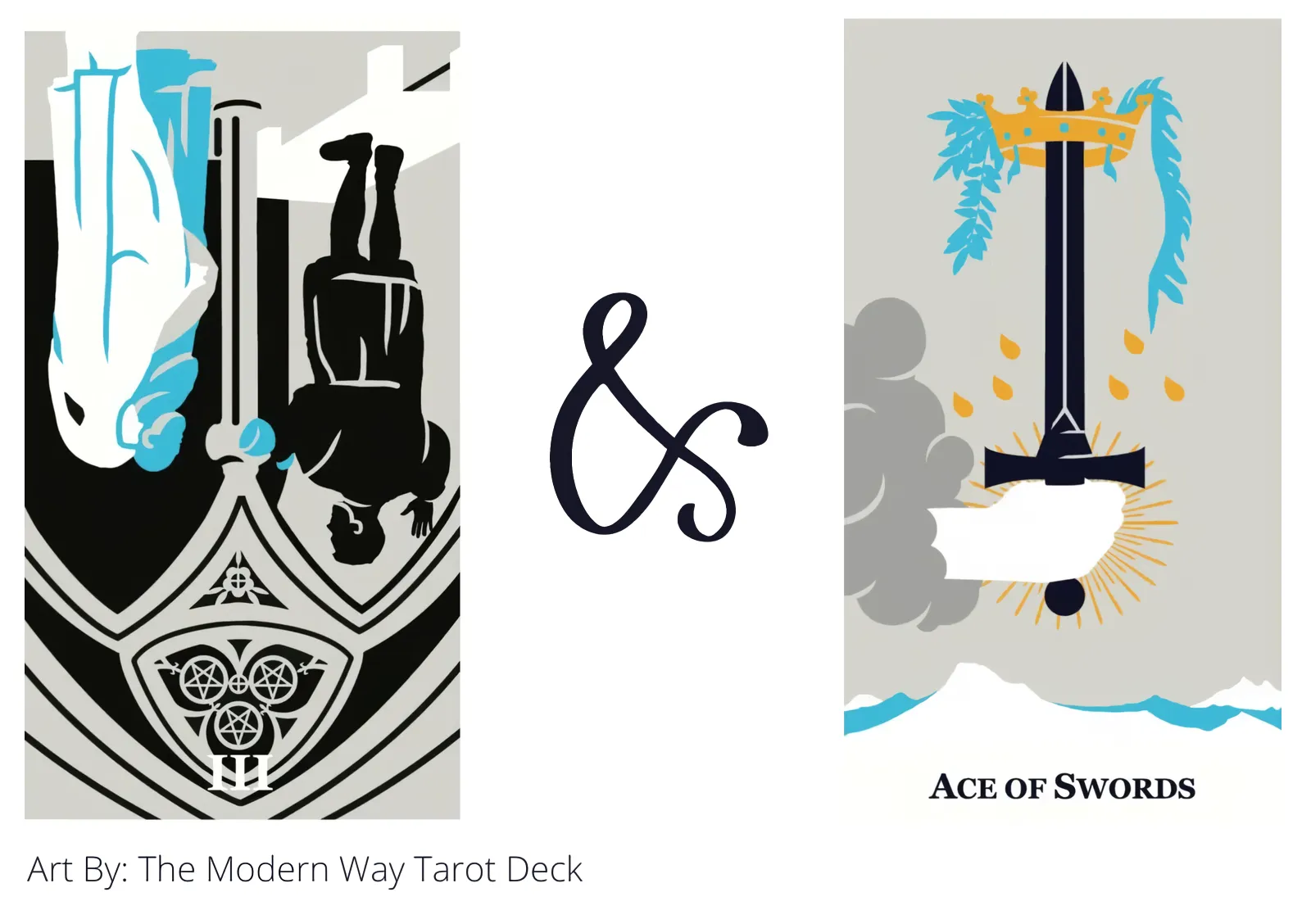 three of pentacles reversed and ace of swords tarot cards together