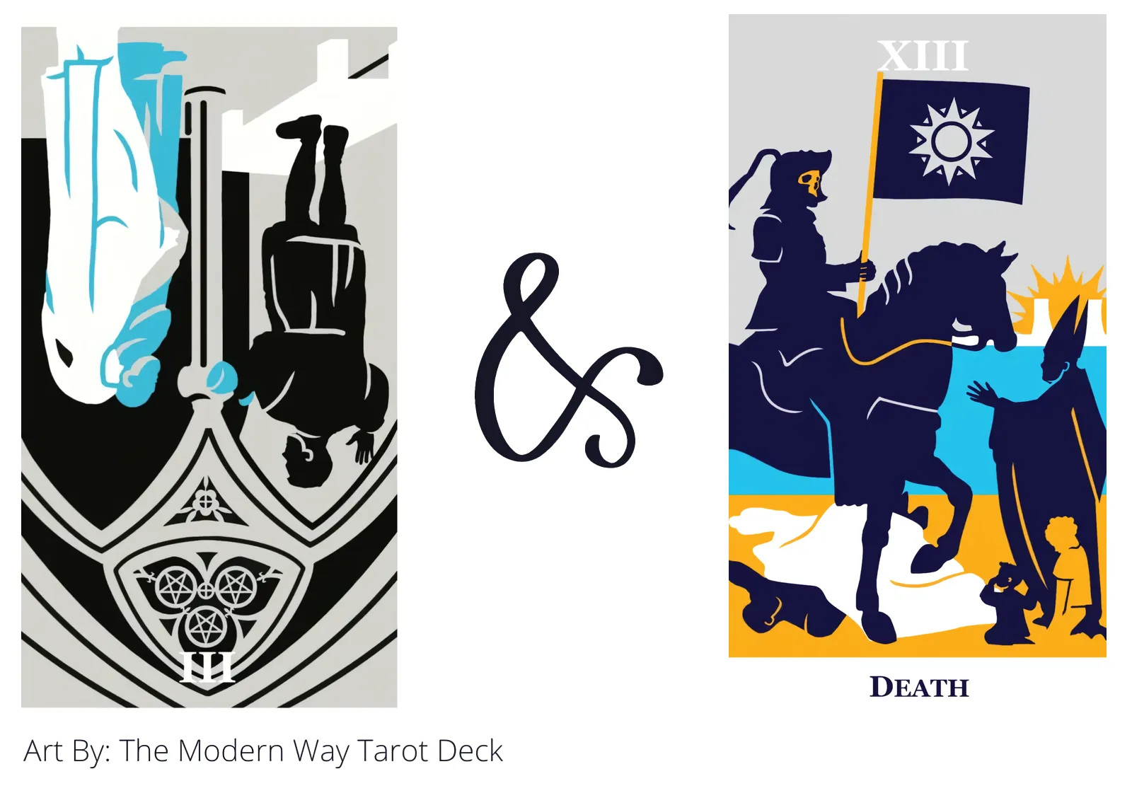 three of pentacles reversed and death tarot cards together