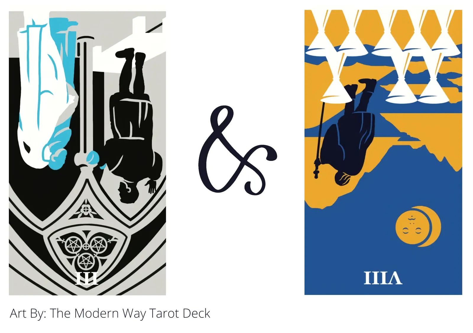 three of pentacles reversed and eight of cups reversed tarot cards together